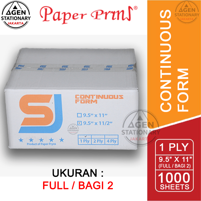

KERTAS CONTINUOUS FORM SJ 9.5 X 11 1 PLY FULL BAGI 2 FAKTUR SURAT JALAN HVS RANGKAP 1