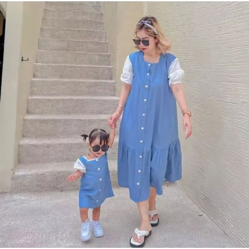 Long Tunik Adinda Couple Ibu Anak / Baju Couple Ibu Dan Anak Perempuan / Atasan Couple Mom Dan Kids 