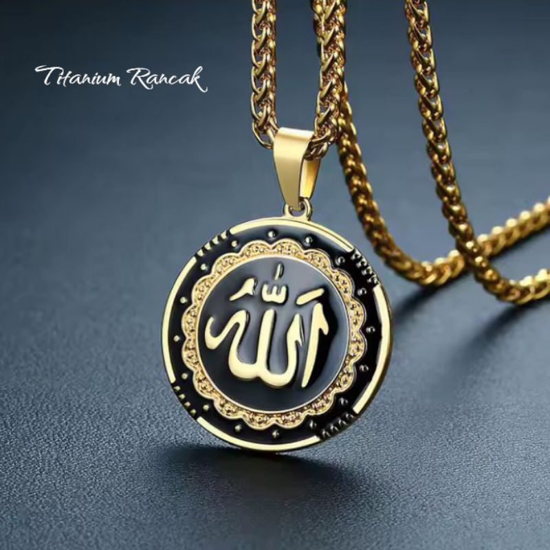 Kalung Titanium Lafaz Allah Pria – Liontin Islami Elegan & Anti Karat