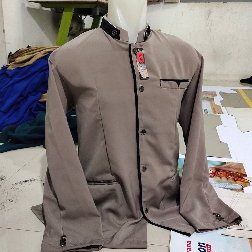 55CHEKOUT Jasko Lis Polos Jas Koko Motif Plat Bahan Tebal Lembut FL  Fashion Muslim  Pakaian Muslim 