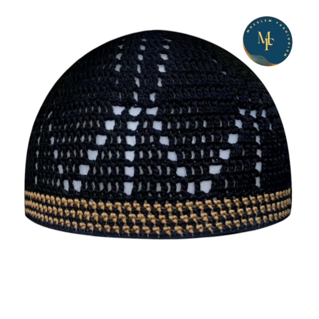 Moeslem - Peci Rajut Handmade Motif Arifin List Kopiah Rajut Aneka Warna Peci Songkok Hitam Katun