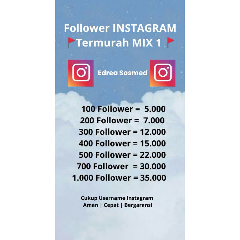 FOLLOWERS INSTAGRAM Termurah Luar Negeri MIX 1