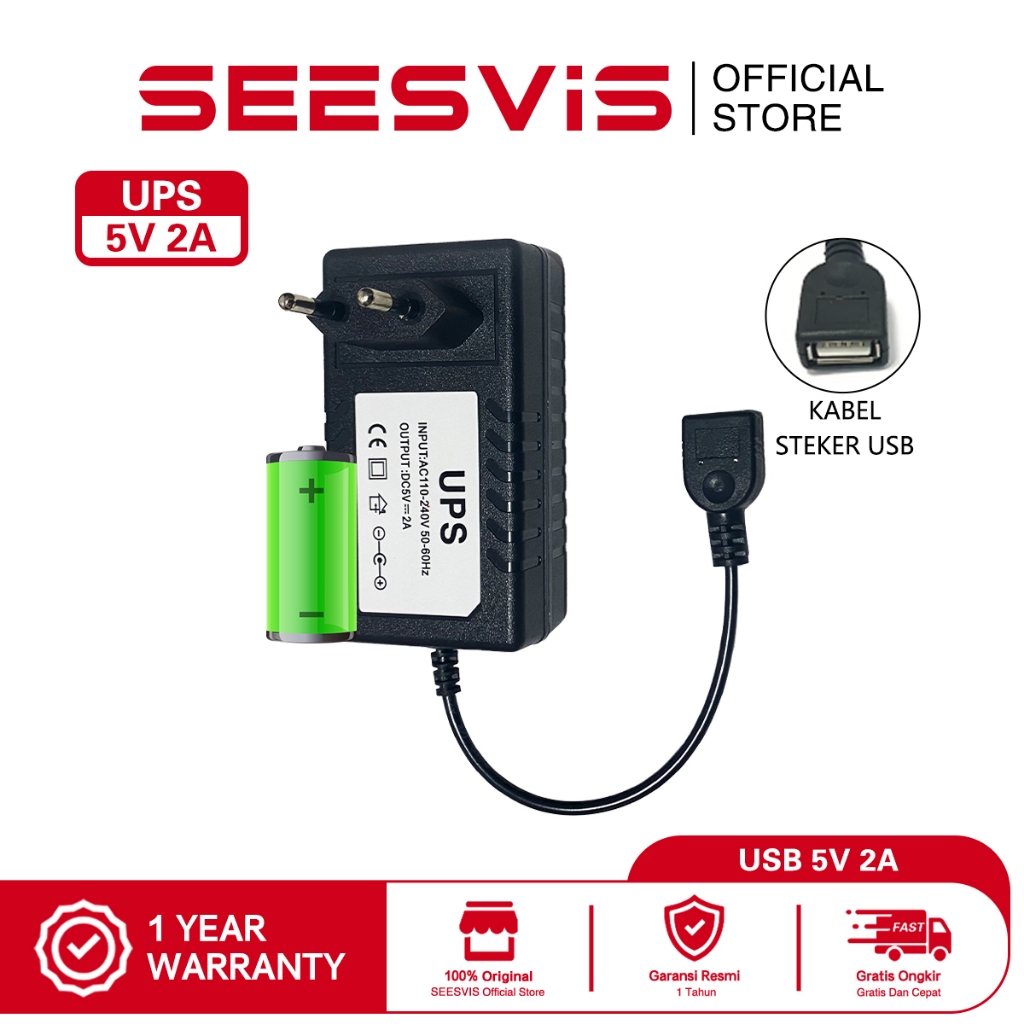 SEESViS UPS Mini Adaptor Daya UPS 5V Adaptor Power Mini UPS CCTV Charger USB Cadangan Baterai Untuk 
