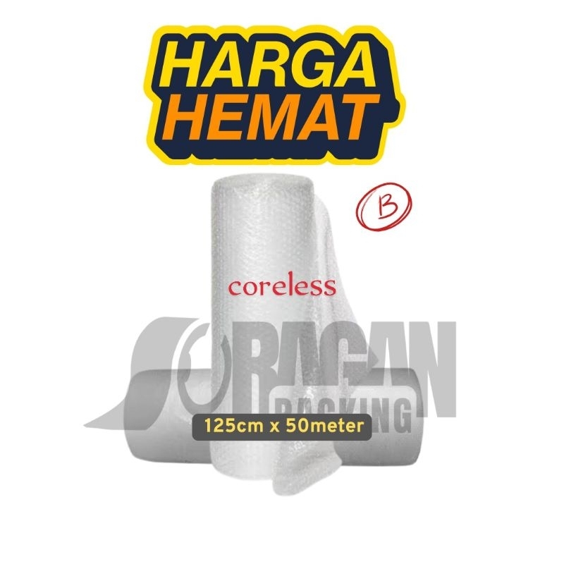 

BUBBLEWRAP CORELESS MURAH KUALITAS PREMIUM 125CM X 50METER HEMAT TEBAL