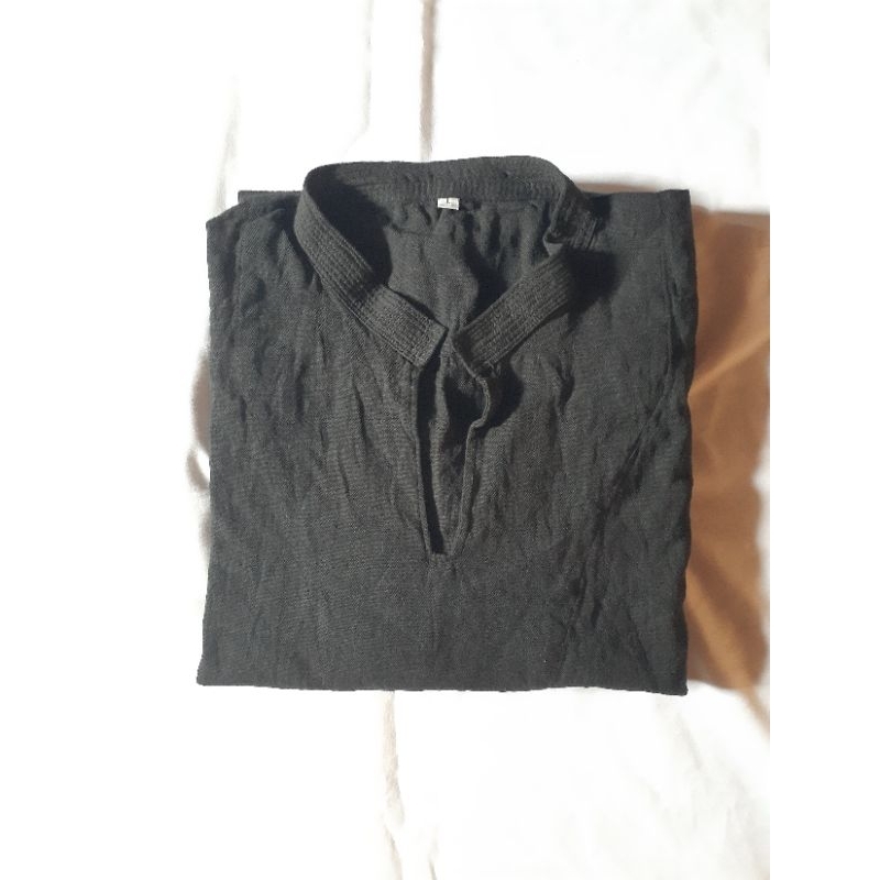 Baju baduy tanpa kancing hitam polos drill original atasan pria dewasa bahan kain tenunan suku baduy