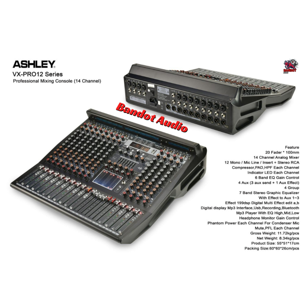 Mixer Ashley VX PRO12 VXPRO12 VXPRO12 Mixer Ashley 14 Channel VXPRO12