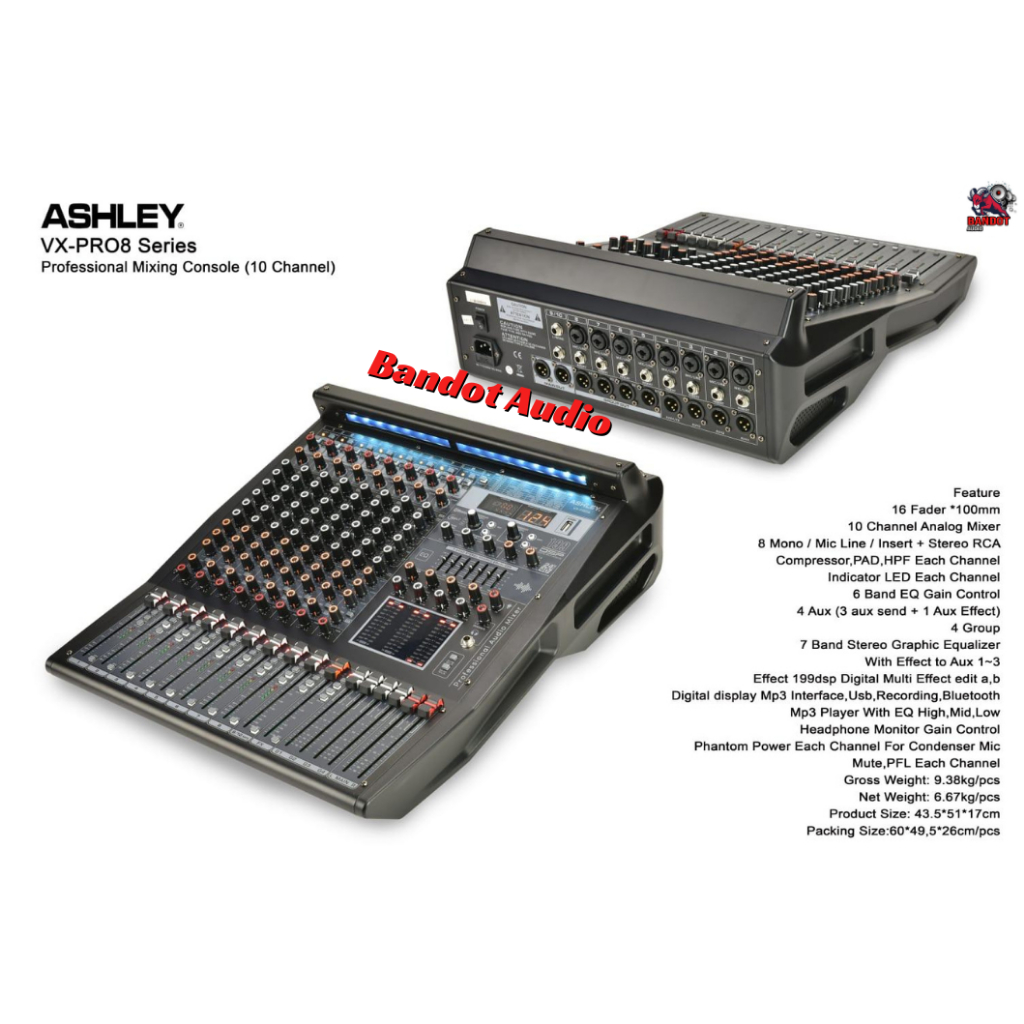 ASHLEY VX PRO8 8CH MIXER ASHLEY VX PRO 8 GARANSI ORIGINAL