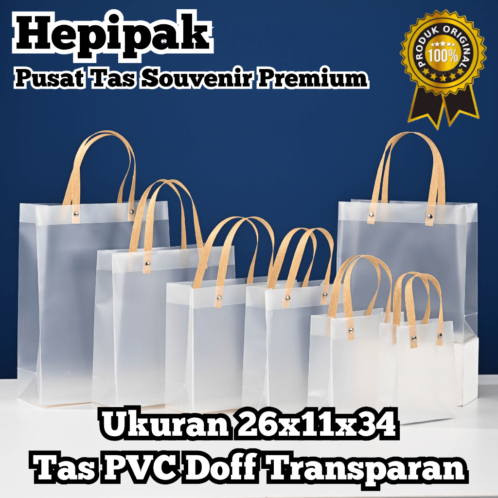 

[ GROSIR PER 10 PCS ] Goodie Bag Doff 26x11x34 PVC Transparan / Hampers Ulang Tahun Lebaran Premium