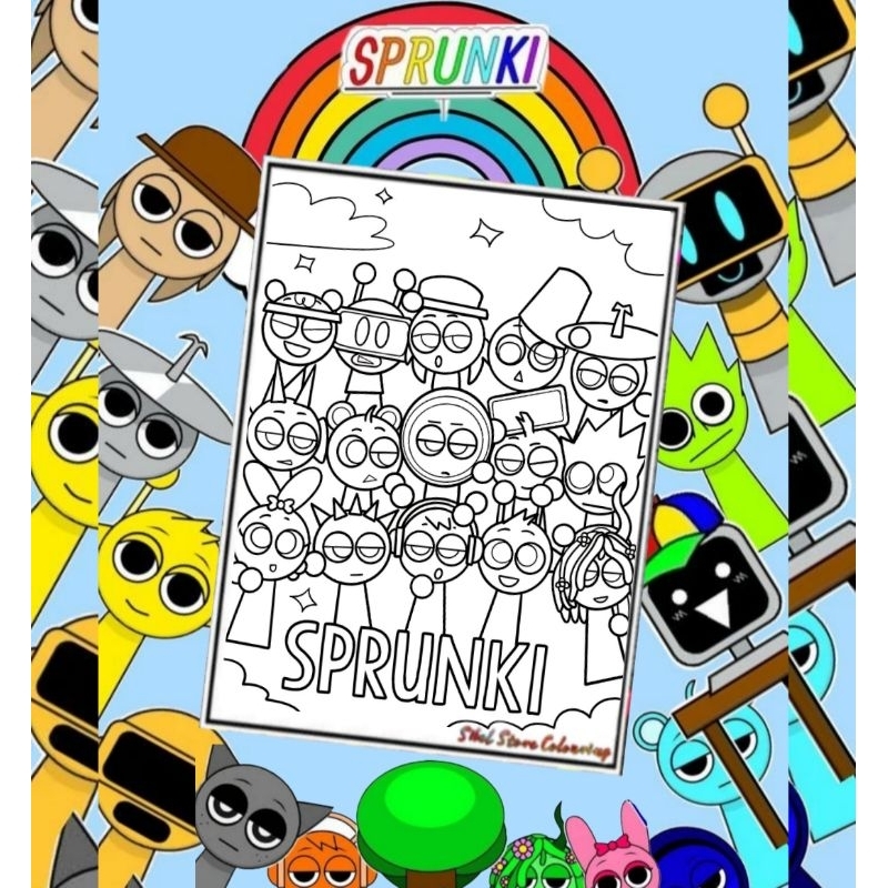 

Kertas Gambar Mewarnai Sprunki Collection V1 isi 11 Lembar Gambar Berbeda / Kertas Mewarnai Gambar Tebal 160gsm Bisa Pakai Cat Air, Spridol & Crayon / PAUD / TK / SD