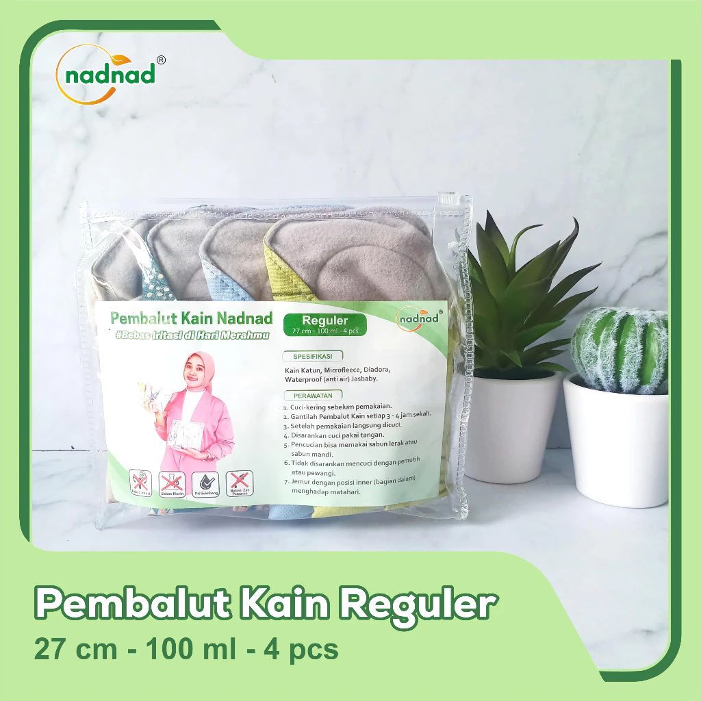 NADNAD Menspad DAY 1 PACK 4 PCS, Pembalut Kain Wanita Cuci Ulang, Panjang 27cm
