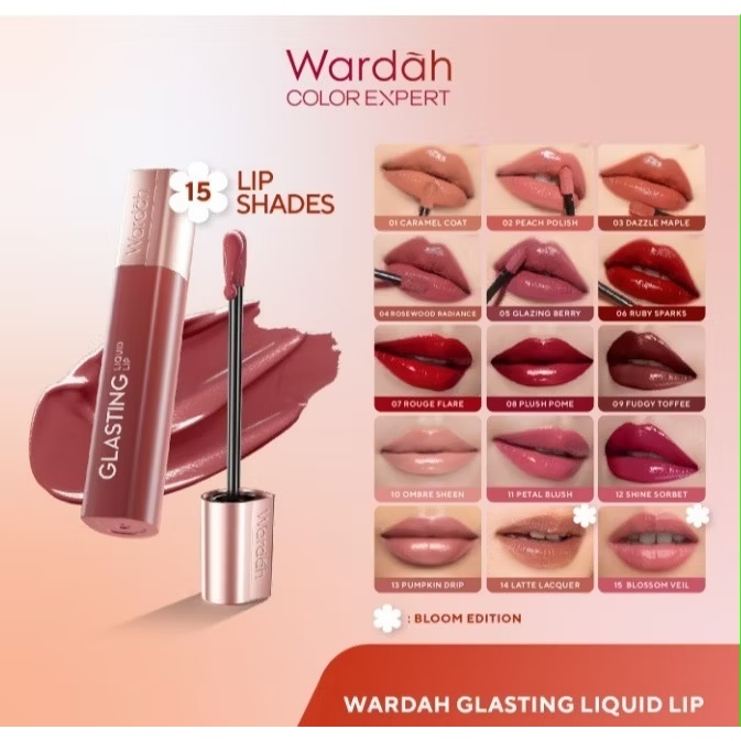WARDAH Glasting Lip Hi Pigmented Glass Color Transferproof Lip Cream Lipstick Cair Lip Glass Krim Pe