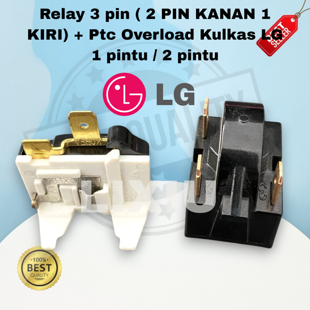 Relay 3 pin + Ptc Overload Kulkas LG 1 pintu / 2 pintu