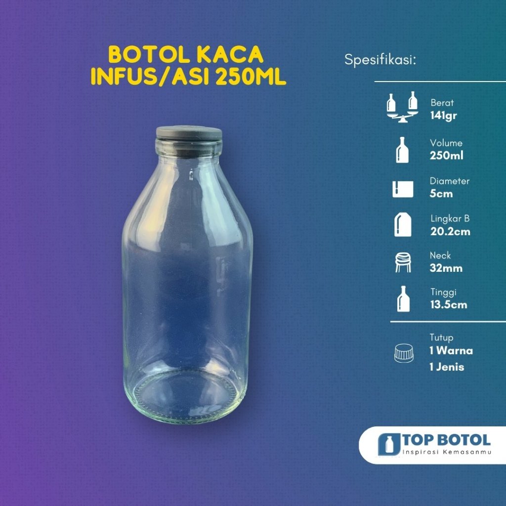 (Paket isi 15pcs) BOTOL KACA ASI 250ML BOTOL KACA 250ML BOTOL KACA BENING 250ML KEMASAN KACA 250ML B