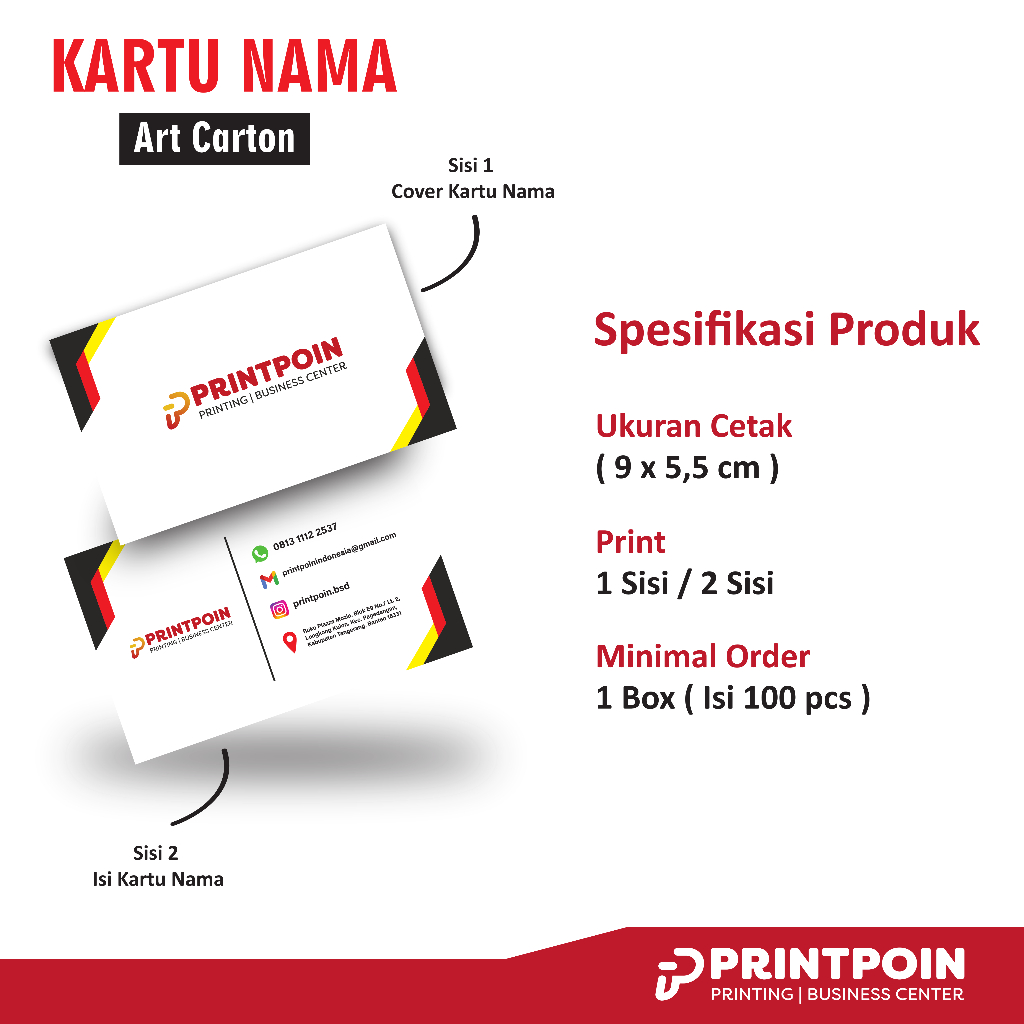 

Kartu Nama 2 Sisi isi 100pcs 1 box/ Kartu Nama Custom/ Bussiness Card