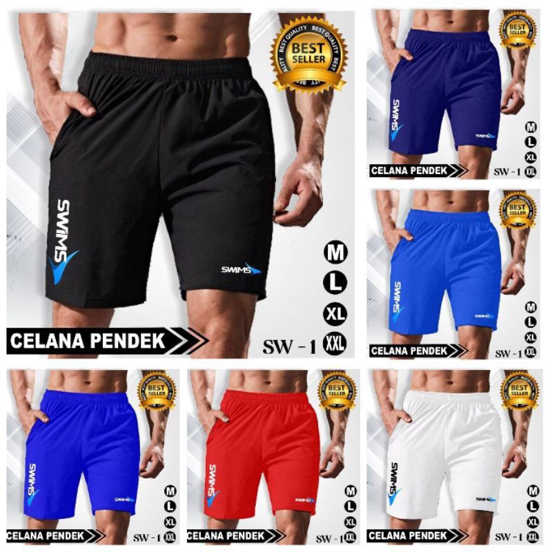 Celana Pendek Pria Santai Olahraga Celana Kolor Pria Badminton Voli Tenis Meja Logo Simpel Keren Bah