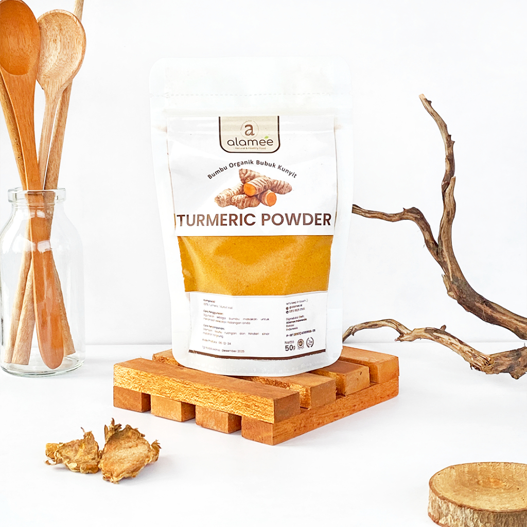 

ALAMEE Turmeric Powder Kunyit Bubuk Ground Bumbu Dapur Instan Organik Murni Asli Tanpa Campuran 50gr