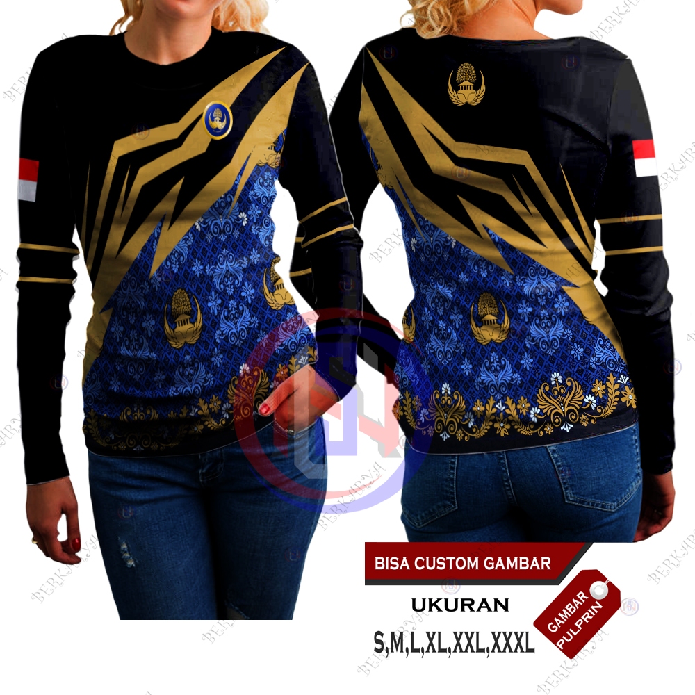 Baju Kaos Korpri Wanita Lengan Panjang Jersey Batik Korpri Wanita / Baju Kaos Batik Korpri Wanita