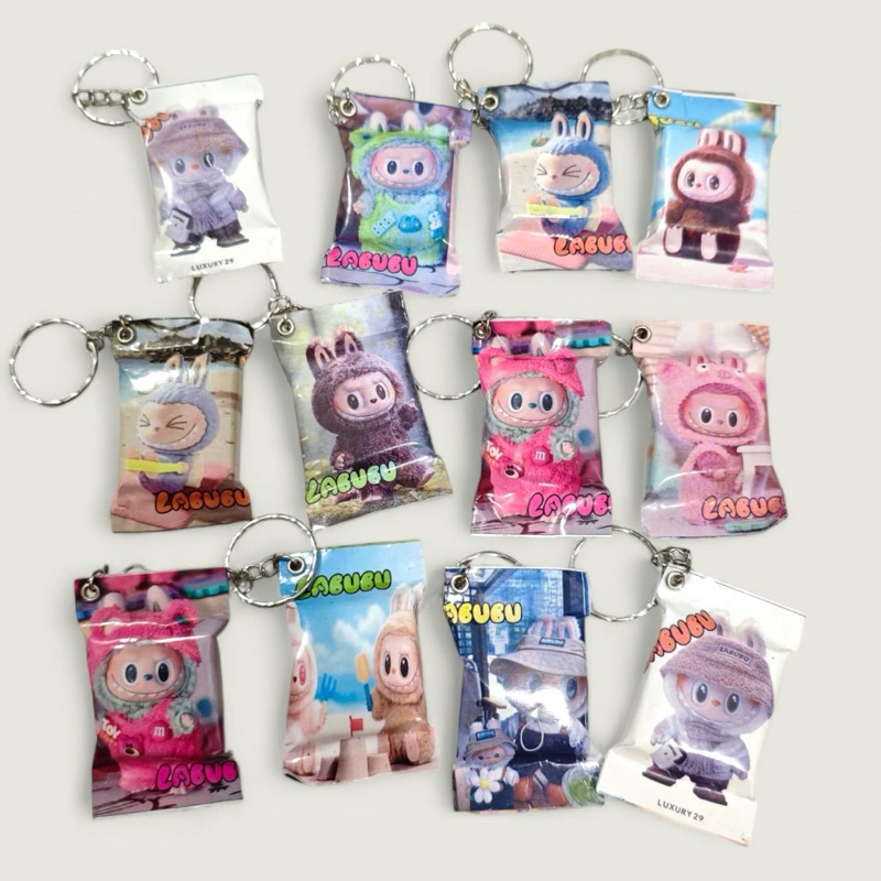 Gantungan Kunci miniatur Snack Labubu kemasan - ganci lucu