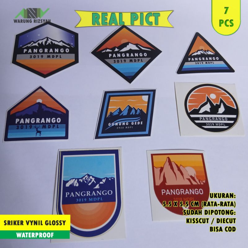 

Stiker Gunung Pangrango / Waterproof / 8 Pcs Desain / Stiker Vynil
