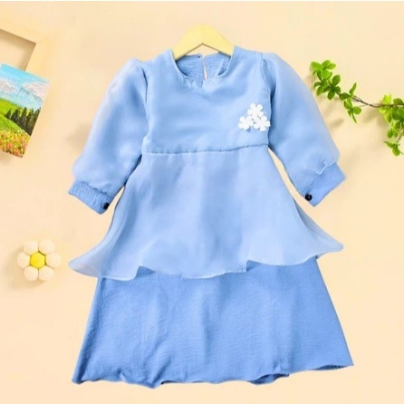 Gamis Anak Perempuan Usia 1 - 5 Tahun Bahan Cringkle Combi Organza Dress Anak Perempuan Burgundy