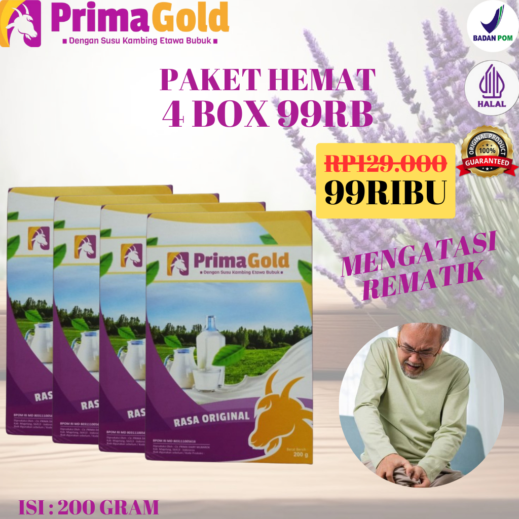

4 Box Prima Gold Susu Kambing Etawa Primagold Atasi Rematik Radang Sendi Asam Urat Osteoartritis Secara Alami