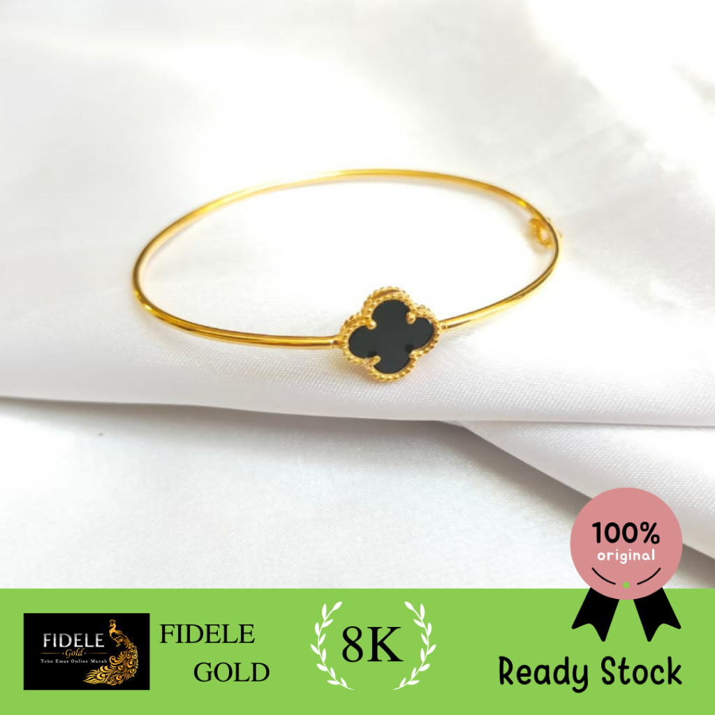 Gelang bunga hitam vancleef fashion gelang vc bunga cat wanita 375
