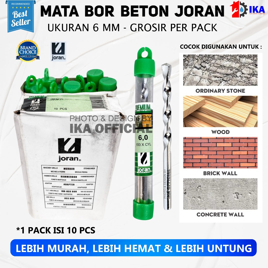 1 BOX Mata Bor Beton 6 MM - 10 PCS JORAN ORIGINAL / Mata Bor Beton Tembok HSS Drill Bit Mata Bor Set