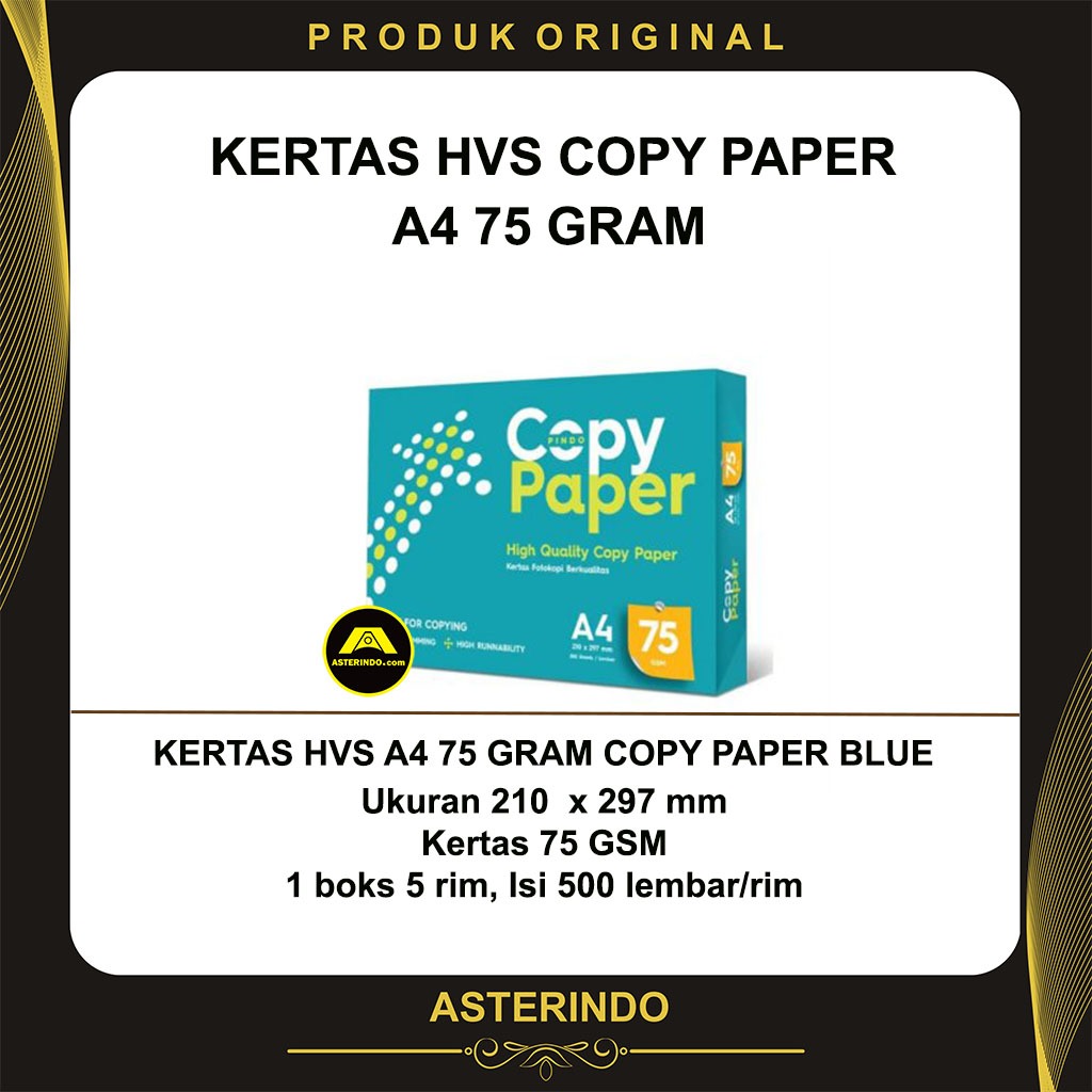 

Kertas HVS A4 75 Gram Copy Paper Blue 75 GSM 75gr 1 Rim 1 Box Kertas Print Fotocopy