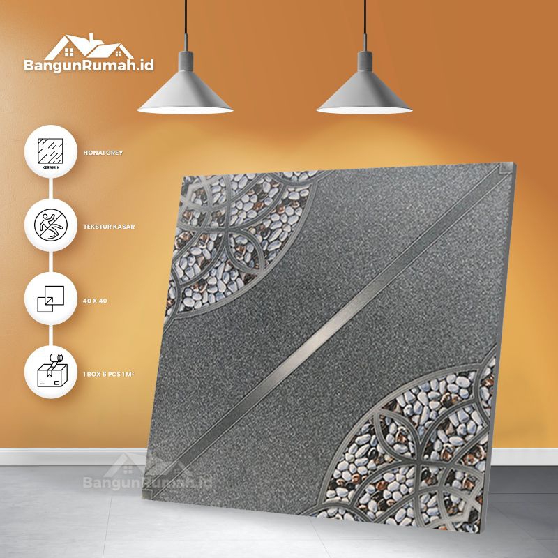 keramik lantai kulit jeruk honai grey 40 x 40
