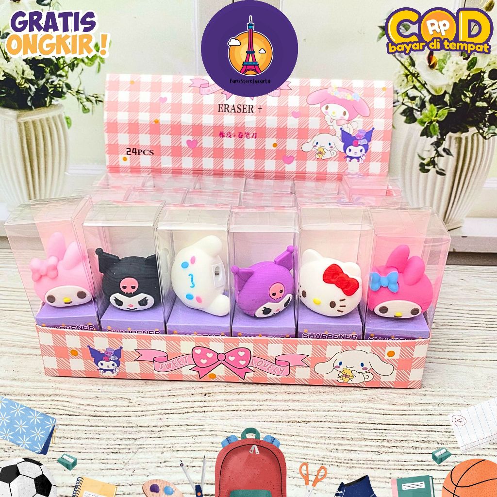 

Rautan Miniatur Kepala Sanrio Perlengkapan Sekolah Stationery Lucu Imut
