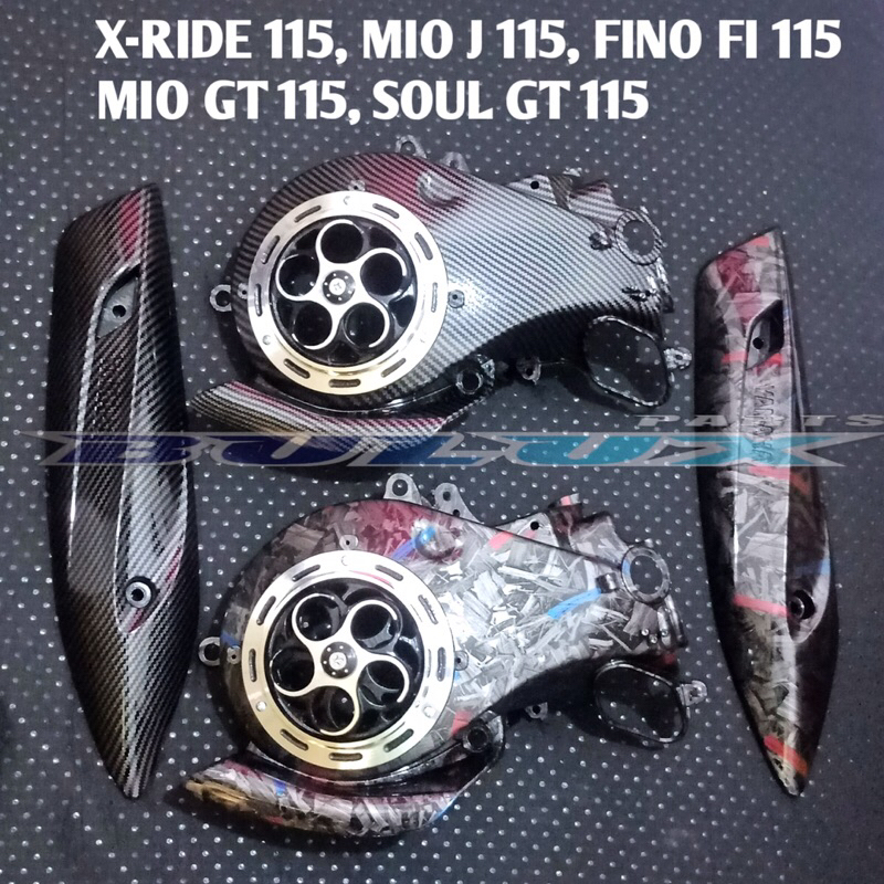 CARBON SPINER Fan Cover Tutup Kipas Mesin Tameng Knalpot Mio J/X-ride/fino Fi 115/Mio Gt/Soul Gt 115