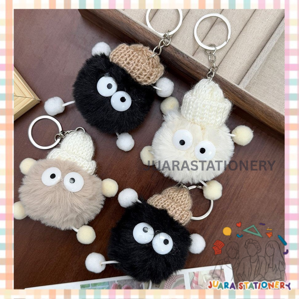 (221) JUARASTATIONERY Bag Charm Furry Ball Gantungan Tas / Keychain Aesthetic Gantungan Kunci Korea