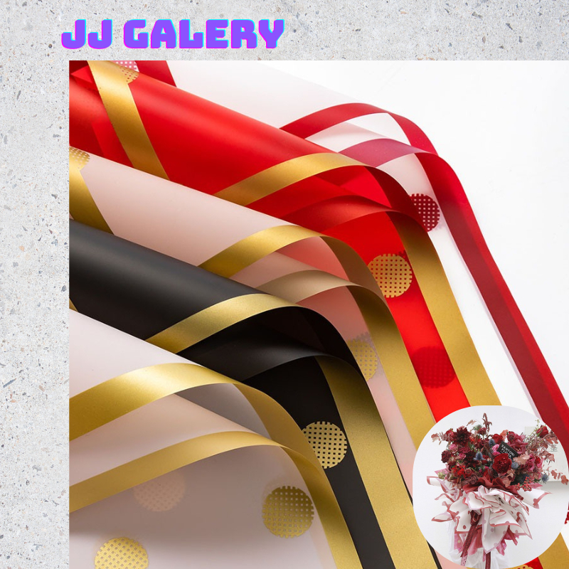 

Isi Isi 20 LEMBAR Kertas Buket Bunga Motif Polkadot List Gold Flower Wrapping Paper Polkadot Cellophane KB099
