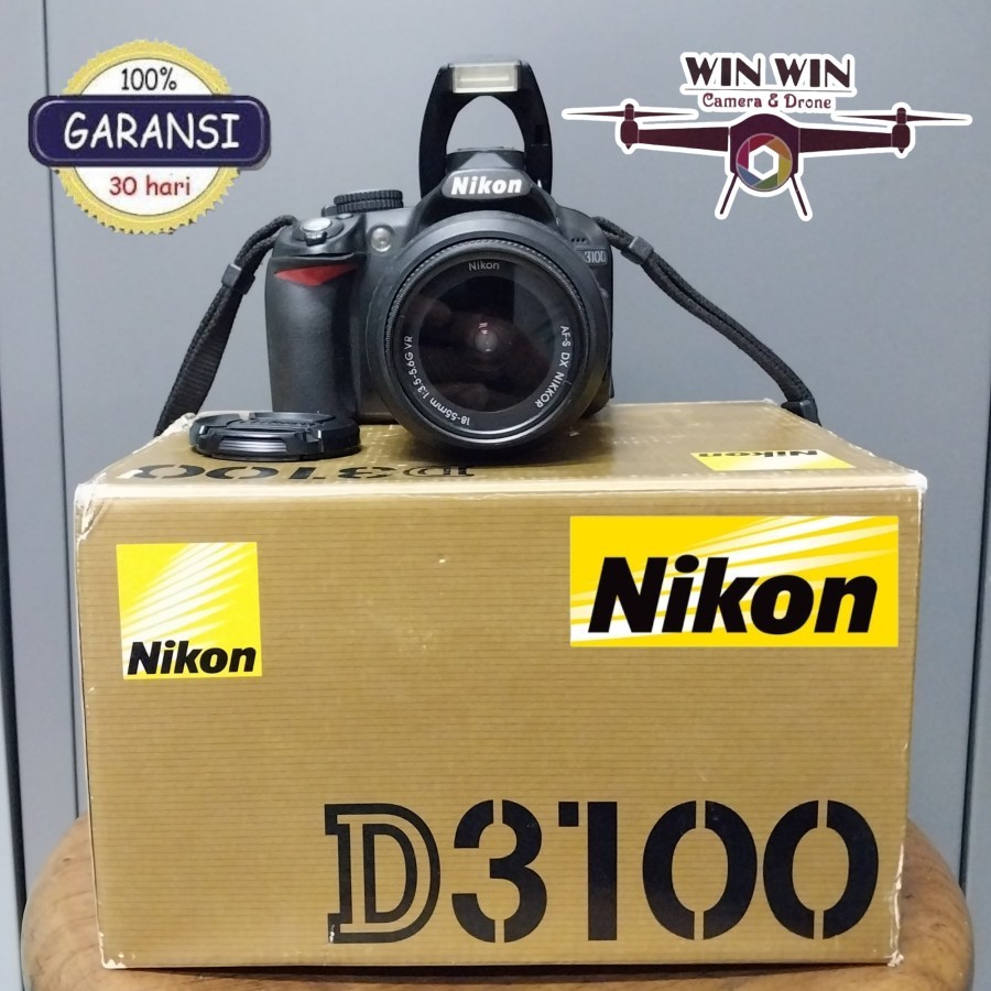 Kamera Camera DSLR Nikon D3100 Lensa kit DX AF-S 18-55mm vr lcd normal