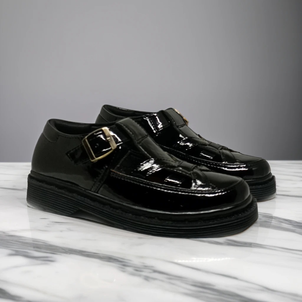 BIG SIZE 45.44.43.42.41.40 Sepatu Docmart Wanita Loafers Glossy Motif Ukuran Jumbo