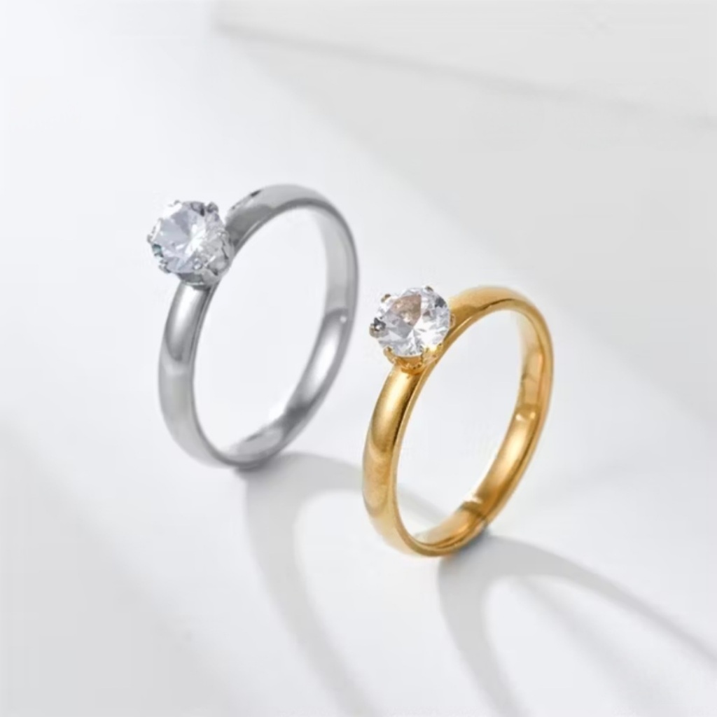 CINCIN TITANIUM WANITA permata TIPIS KOREA FASHION