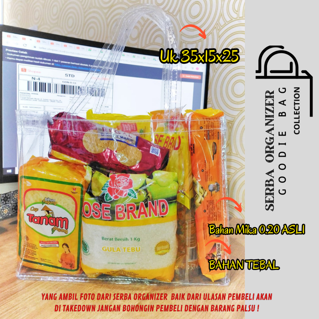 

30X15 tas mika transparant jumbo ,Tas souvenir, Tas Mika bening transpran SERBA ORGANIZER /TAS MIKA