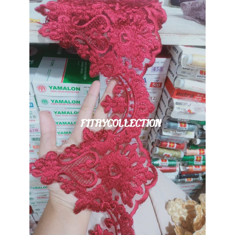 RENDA LIST PINGGIRAN/RENDA BORDIR MOTIF GUNUNG/RENDA BORDIR LIST BAJU KURUNG MELAYU/RENDA LIST SERBA