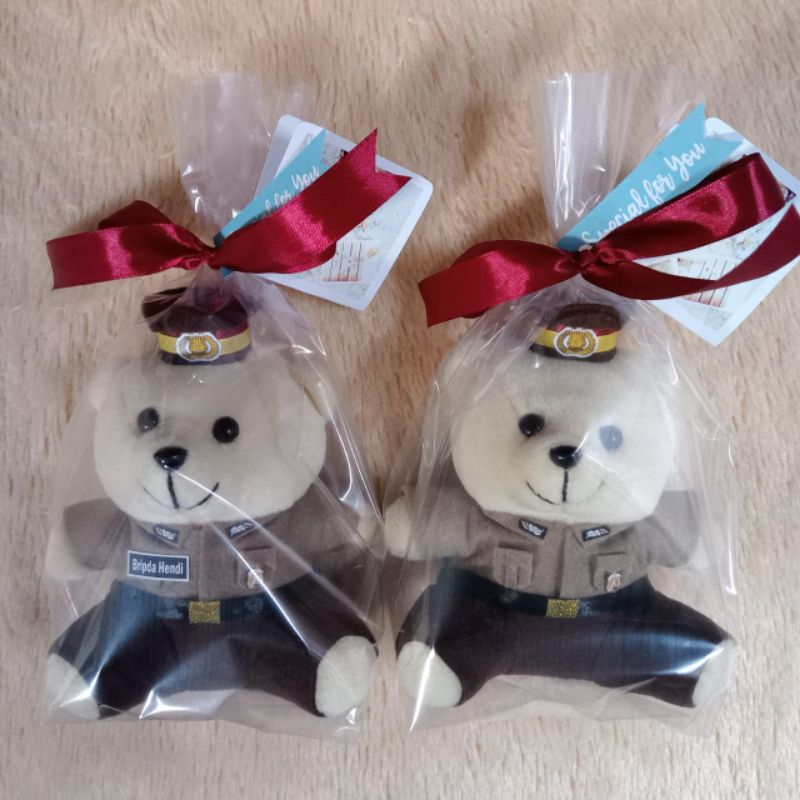 boneka mini wisuda kenang kenangan profesi polisi,polwan