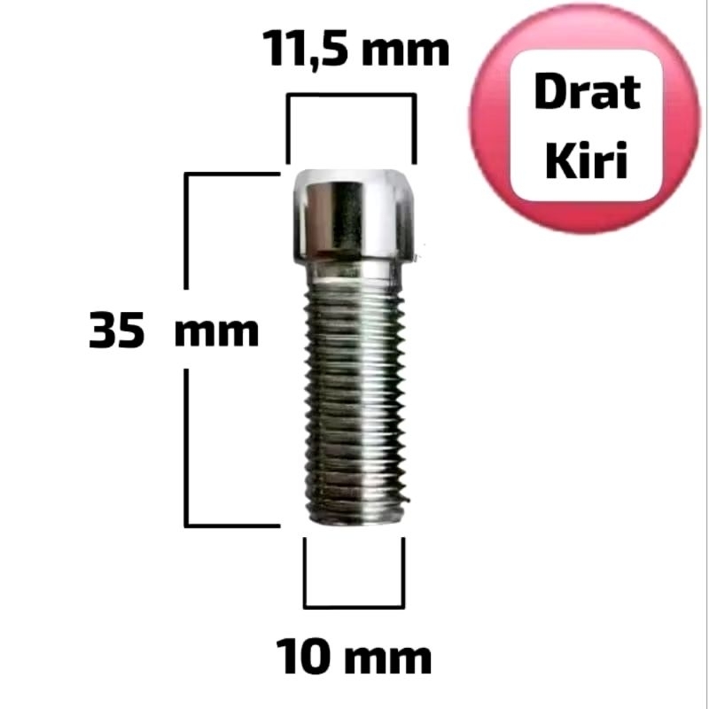 Baut spion L14 drat kiri panjang 3,5cm