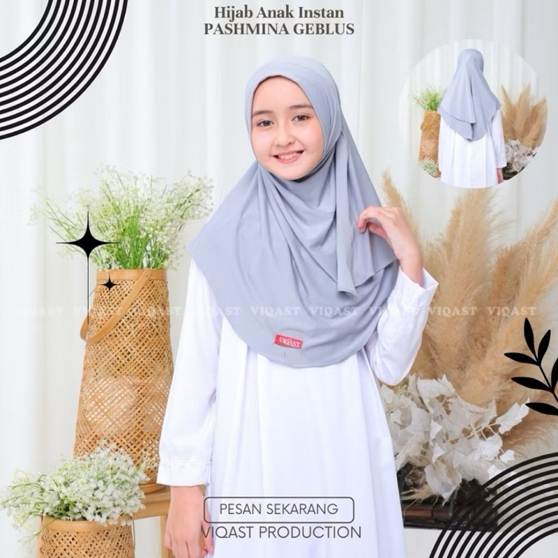 Hijab Anak Instan Pashmina Geblus Jersey 6-12 Tahun Jersey Premium Kerudung Anak Perempuan Jilbab an