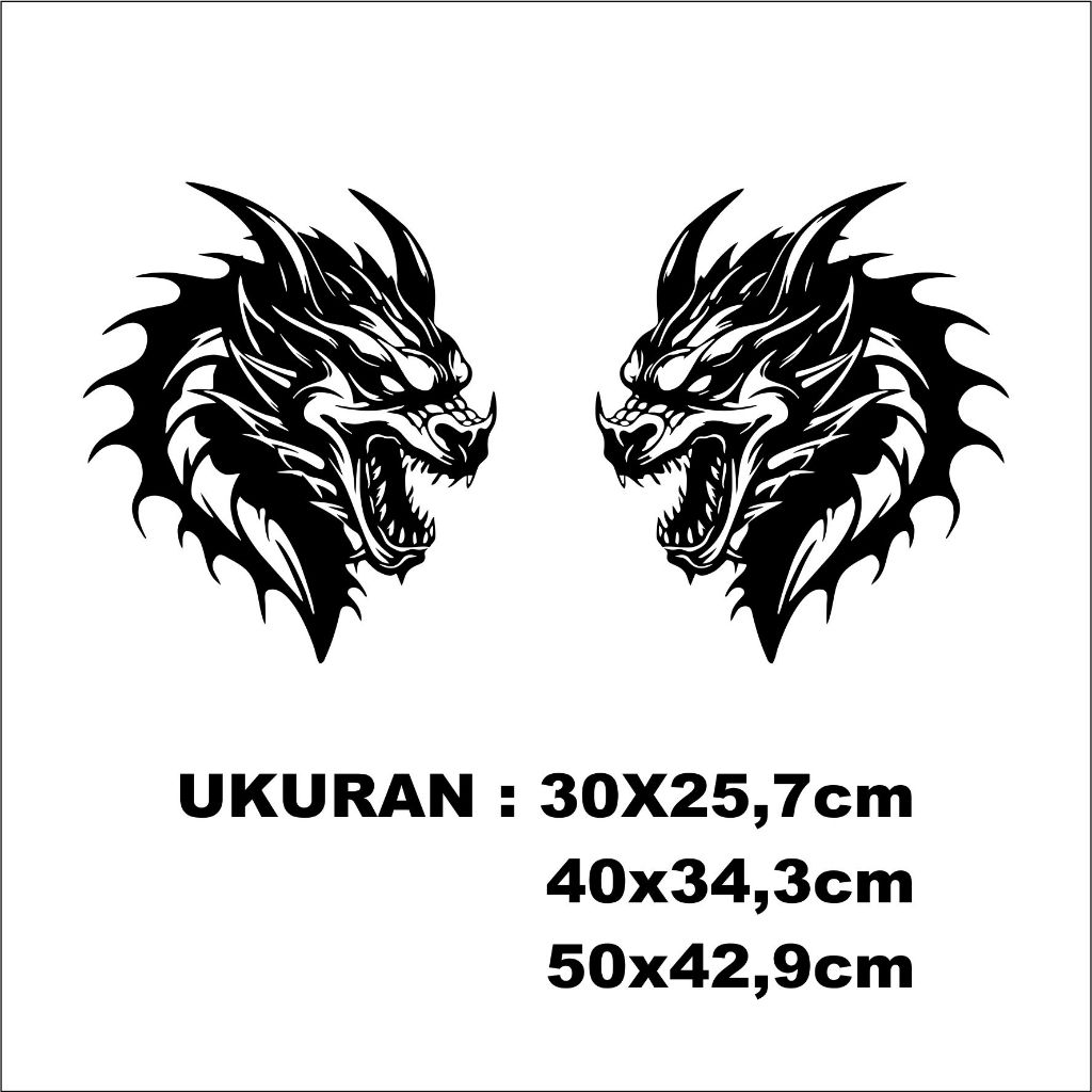 Cutting Sticker Kepala Naga  Stiker Body/Kaca Mobil Untuk Semua Jenis Mobil Dengan Model Keren
