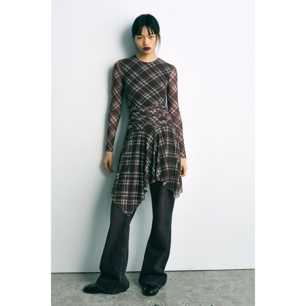DRESS HITS CHINA || Coffee Plaid Irregular