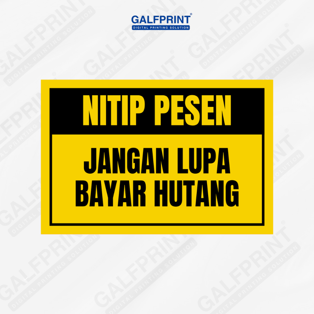 

STICKER NITIP PESEN JANGAN LUPA BAYAR HUTANG A4 BESAR