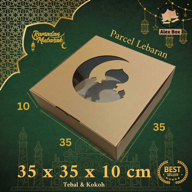 

Kardus Parcel Lebaran Ukuran 35 x 35 x 10 cm | Box Mika Hampers Idul Fitri | Diecut Hantaran Kue