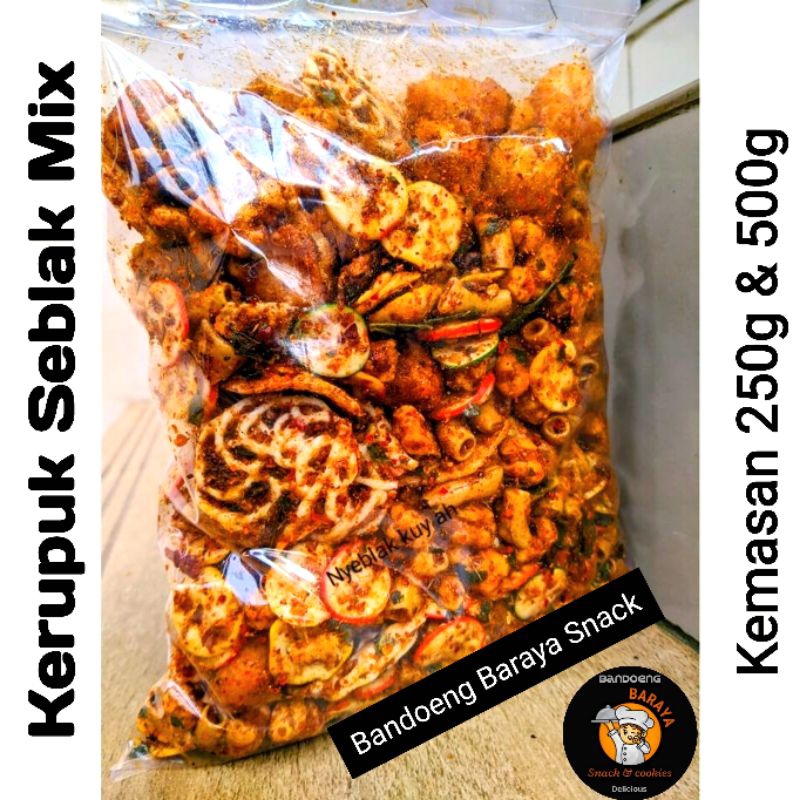 

Kerupuk Seblak MIX krupuk Campur Pedas Daun Jeruk 500g 250g