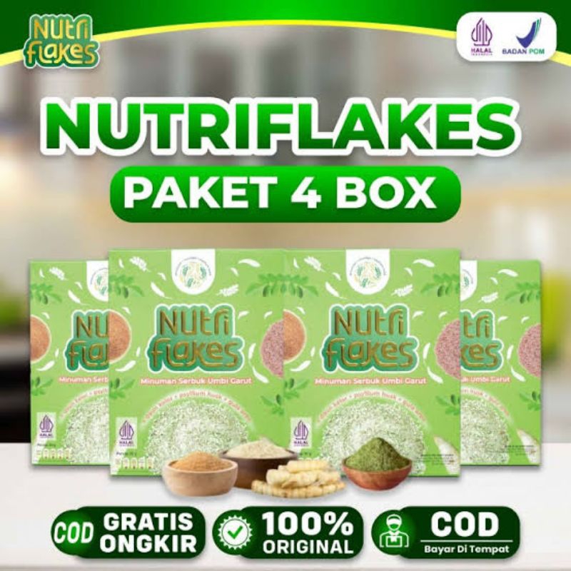 

Paket 4 Box Nutriflakes Original Sereal Umbi Garut Makan Untuk Mengatasi Asam Lambung, Maag Dan Gred Bpom