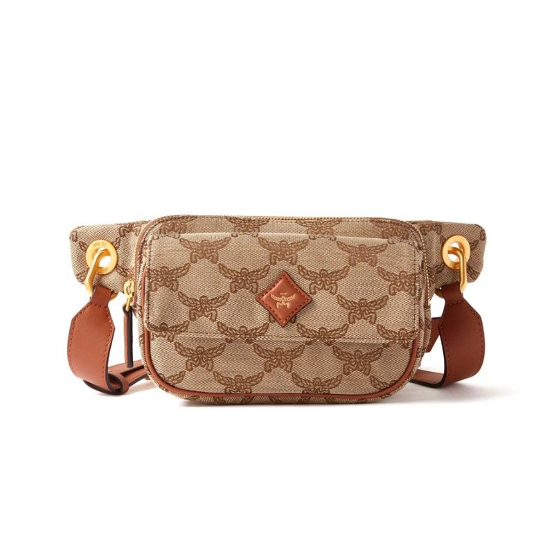 MCM Small Himmel Monogram Jacquard Belt Bag Neutral Beige Unisex