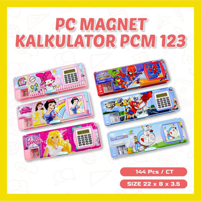 

1pcs Kotak Pensil Tempat Pensil Magnet Dua sisi + Rautan + Kalkulator Karakter Fancy Lucu (pcm123)