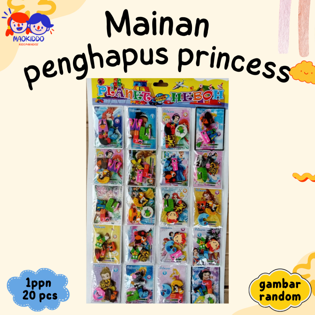 

Penghapus Princess Harga Grosir 1 ppn isi 20 pcs Hampers Ultah